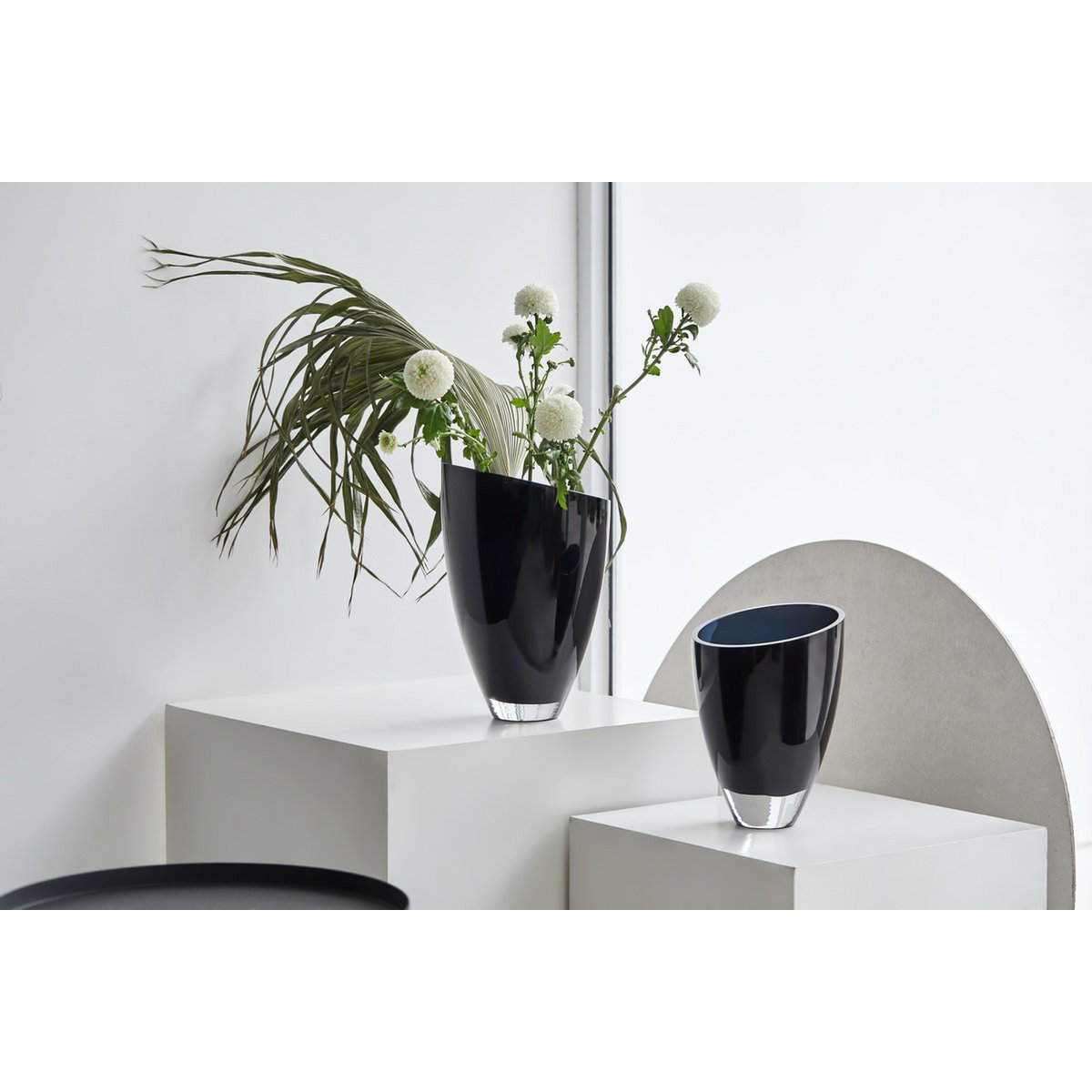 vase en verre moderne élégant bleu foncé, BULED25IB, verre de luxe 9mm
